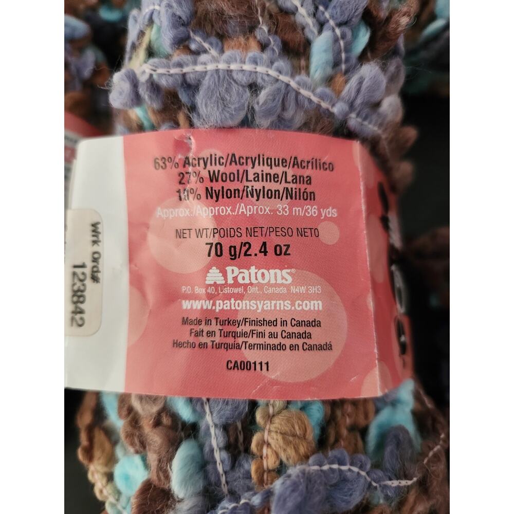 Patons Pooch Yarn Lot 7 Skeins Super Bulky 6 Boucle Textured In Blue Point - Picture 5 of 7